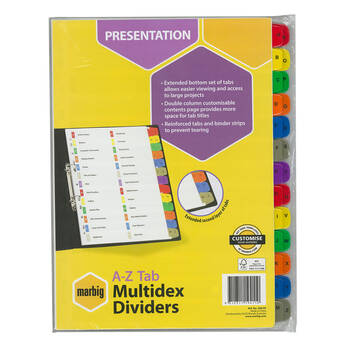 Marbig A-Z Tab Manilla Multidex A4 Dividers