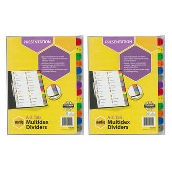 2PK Marbig A-Z Tab Manilla Multidex A4 Dividers