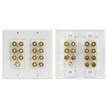 Pro2 7.1 Home Theatre Speaker Wall Plate w/ 14-Terminals/1-RCA 140mm White