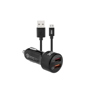 3sixT 5.4A Car Charger w/ 1m Micro USB Cable Cord For Apple iPhone - Black