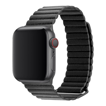 3sixT Genuine Leather Textured Band For 38/40mm S4 Apple Watch Black