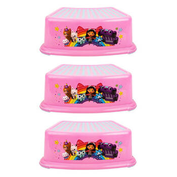 3PK Gabbys Dollhouse Kids Step Foot Stool Kids/Children Bathroom Stepper Pink