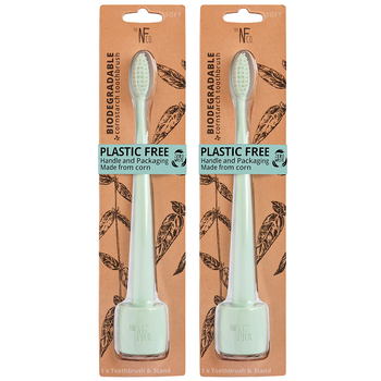 2PK NFco Bio Soft-Bristles Toothbrush w/ Stand - Rivermint