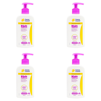 4PK Cancer Council 200ml Kids Sunscreen SPF50+ Body Lotion