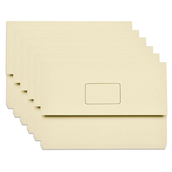 15PK Marbig Slimpick Foolscap Document Wallet Holder - Buff