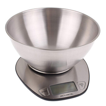 Acurite Stainless Steel Cooking Scale w/ Bowl 5kg Capacity