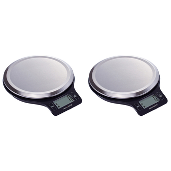 2PK Acurite Round Stainless Steel Digital Kitchen Scale 1g/5kg Black