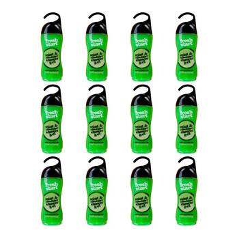 12PK Fresh Start Shower Gel Body Wash w/ Mint & Cucumber Scent 400ml Green