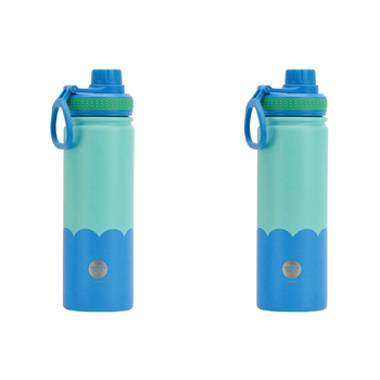 2PK Annabel Trends Watermate Wave 600ml Stainless Steel Bottle Aqua Blue