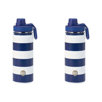 2PK Annabel Trends Watermate 550ml Stainless Steel Bottle Navy Stripe