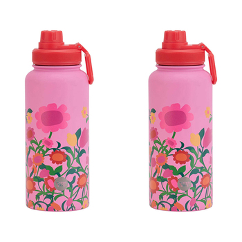 2PK Annabel Trends Watermate 950ml Stainless Steel Bottle Flower Patch