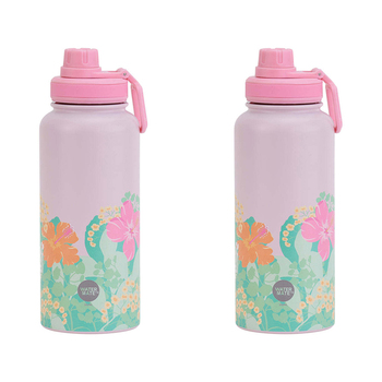 2PK Annabel Trends Watermate 950ml Stainless Steel Bottle Hibiscus