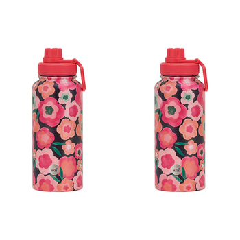 2PK Annabel Trends Watermate 950ml Stainless Steel Bottle Midnight Blooms
