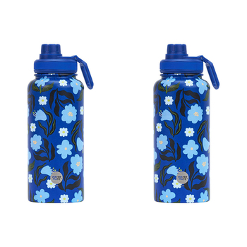 2PK Annabel Trends Watermate 950ml Stainless Steel Bottle Nocturnal Blooms