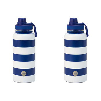 2PK Annabel Trends Watermate 950ml Stainless Steel Bottle Navy Stripe