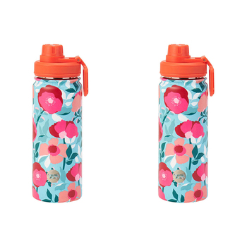 2PK Annabel Trends Watermate 550ml Stainless Steel Bottle Sherbet Poppies