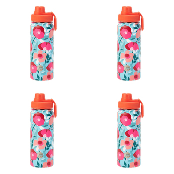 4PK Annabel Trends Watermate 550ml Stainless Steel Bottle Sherbet Poppies
