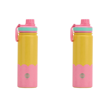 2PK Annabel Trends Watermate Wave 600ml Stainless Steel Bottle Yellow Candy