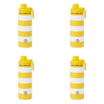 4PK Annabel Trends Watermate 550ml Stainless Steel Bottle Yellow Stripe
