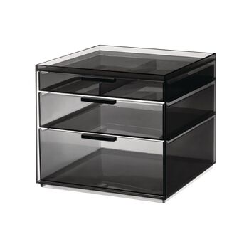 iDesign 3-Drawer 20.95cm Tall Cosmetic Organiser - Smoke/Matte Black