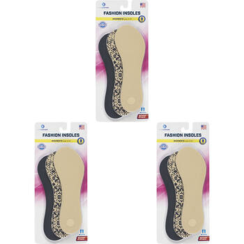 3x 3pc Sof Comfort Fashion Foam 3/4 Length Trim-to-Fit Insole Women's US5-10