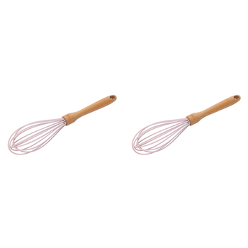 2PK Wiltshire Wooden Handle Silicone Whisk Beater Kitchen Tool