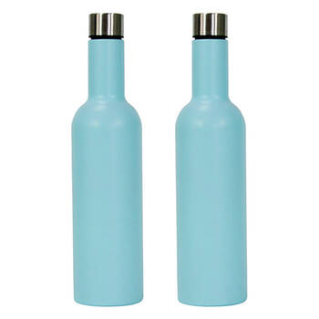 2PK Annabel Trends Double Walled Stainless Steel Wine Bottle 750ml Gelato Blue