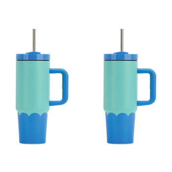 2PK Annabel Trends Super Sip Wave 380ml Stainless Steel Cup - Aqua Blue