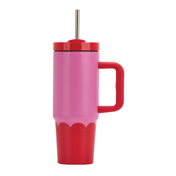 Annabel Trends Super Sip Wave 380ml Stainless Steel Cup - Pink Red