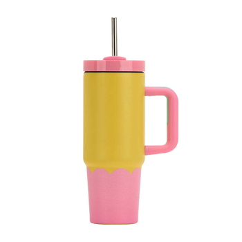 Annabel Trends Super Sip Wave 380ml Stainless Steel Cup - Yellow Candy