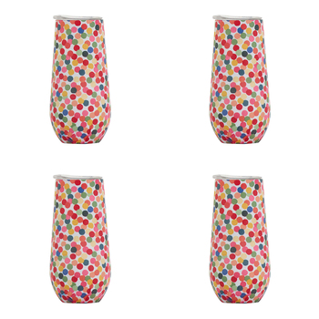 4PK Annabel Trends 175ml Stainless Steel Sparkling Flute Cup - Confetti