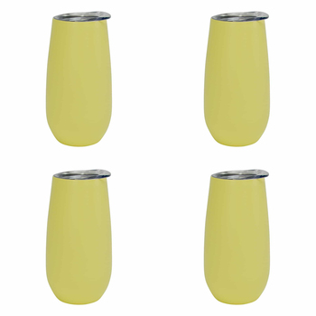4PK Annabel Trends 175ml Stainless Steel Sparkling Flute Cup - Gelato Lemon