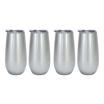 4PK Annabel Trends 175ml Stainless Steel Sparkling Flute Cup - Silver