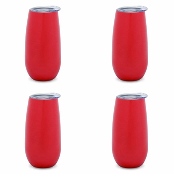 4PK Annabel Trends 175ml Stainless Steel Sparkling Flute Cup - Watermelon
