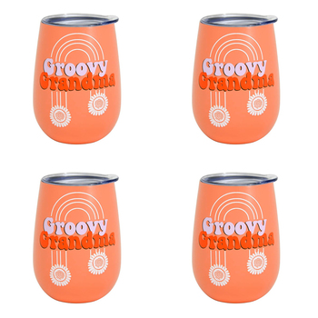 4PK Annabel Trends 295ml Stainless Steel Wine Tumbler - Groovy Grandma