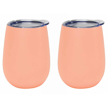 2PK Annabel Trends 295ml Stainless Steel Wine Tumbler - Gelato Peach