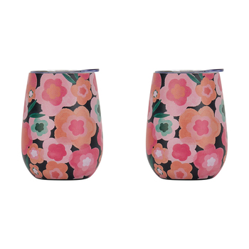 2PK Annabel Trends 295ml Stainless Steel Wine Tumbler - Midnight Blooms