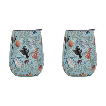 2PK Annabel Trends 295ml Stainless Steel Wine Tumbler - Magpie Floral