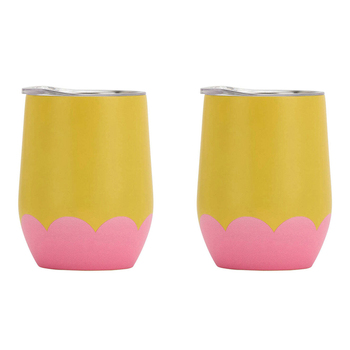 2PK Annabel Trends 295ml Stainless Steel Wave Wine Tumbler - Yellow Candy