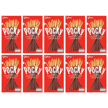 10PK Glico Pocky Dipped Stick Biscuit Snack 47g - Chocolate