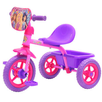 Barbie Dreamtopia Kids Pink Trike Ride On w/ Toy Bucket 3y+