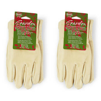 2PK Boss Women's Large Leather Gardening Gloves - Cream