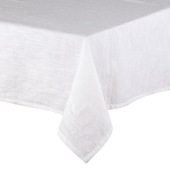 Ladelle Premium Cotton/Linen Lina White 150x300cm Rectangular Tablecloth
