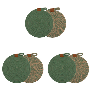 3x 2pc Ladelle Nash Premium Heat-Resistant Trivets - Green