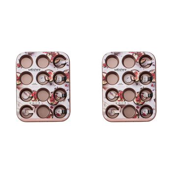 2PK Wiltshire Rose Gold 12 Cup Non-Stick Muffin/Cupcake Pan