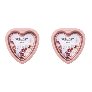 2PK Wiltshire Rose Gold Heart Shaped Baking Cake Pan Tin 19cm