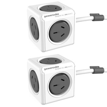 2PK Powercube 5 Socket Mountable Power Board 3m - Grey