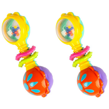 2PK Playgro Twisting Barbell Rattle Refresh Baby Activity Toy 3m+