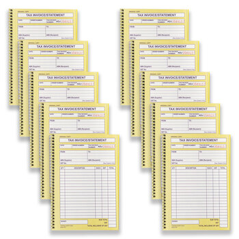 10pc Spirax 555 Invoice & Statement Spiral Notebook 50-Pages