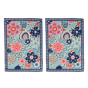 2PK Annabel Trends Waffle Microfibre Tea Towel Rectangular 50x70cm Garden Love